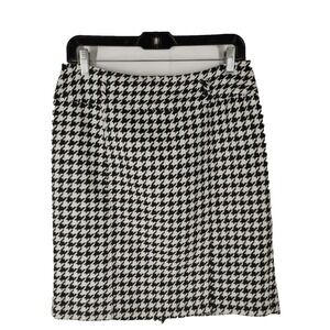 Saks Fifth‎ Avenue Women's Size 6 Black White Wool Blend Houndstooth Skirt
